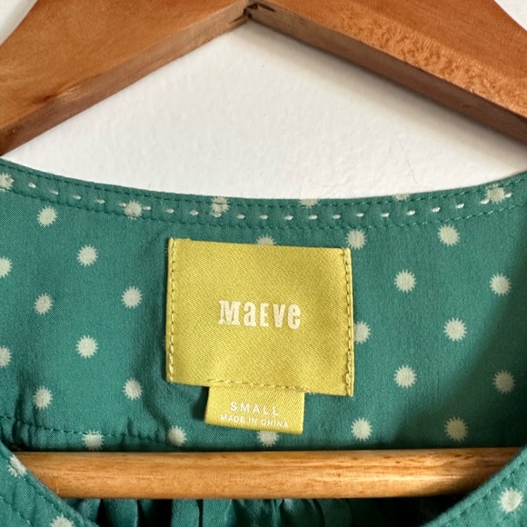 Anthropologie Maeve Teal Polka Dot Asbury Printed Button Down Blouse Size Small - Picture 8 of 11